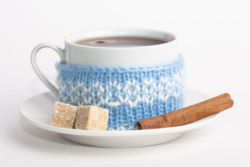 winter knitted cup and sugar