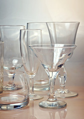 Clean empty glassware collection