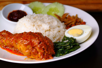 Nasi lemak traditional spicy rice dish