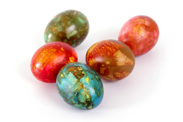 Colorful easter eggs isolated over white background