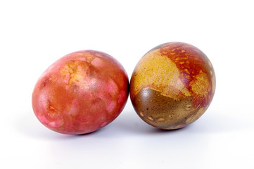 Colorful easter eggs isolated over white background