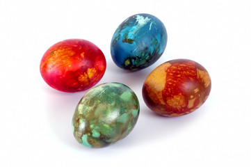 Colorful easter eggs isolated over white background