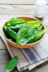 Fresh spinach in a salad bowl