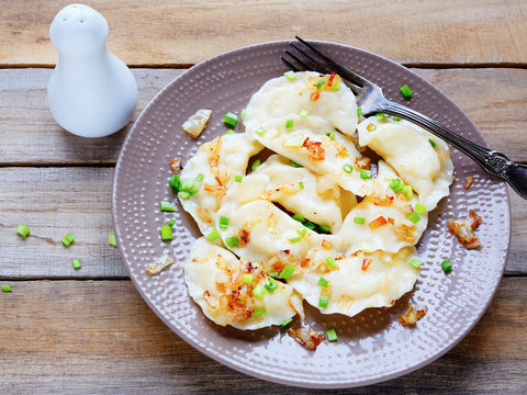 dumplings with potato and onion rings