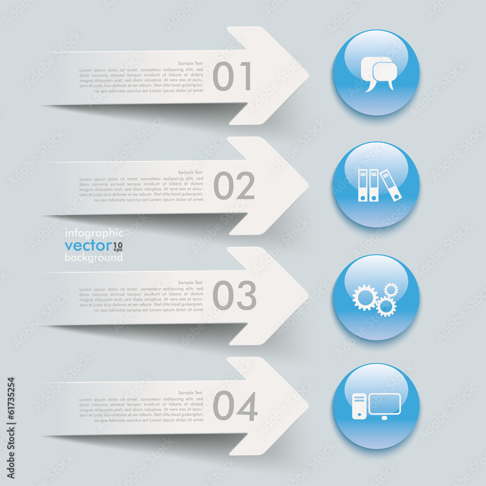 Canvas Prints paper 4 arrows blue buttons