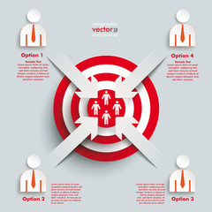 4 Paper Cut Arrows Target People Businessman