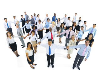 Large Group of Business People Holding Hand