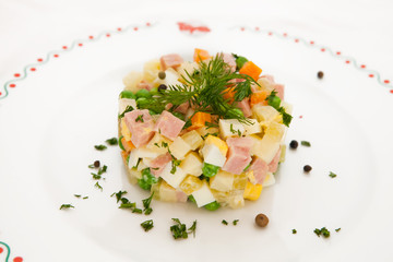 Russian traditional salad Olivier