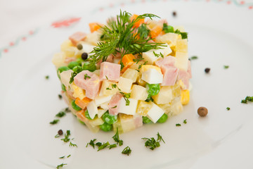 Russian traditional salad Olivier