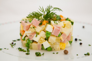 Russian traditional salad Olivier