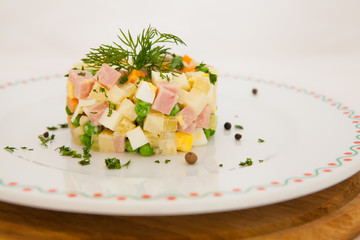 Russian traditional salad Olivier