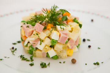 Russian traditional salad Olivier