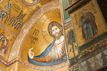 Colossal half-length figure of Christ in the Monreale cathedral - 61737258