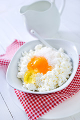 cottage with eggs and sugar