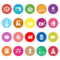 Home kitchen flat icons on white background