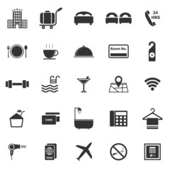 Hotel icons on white background