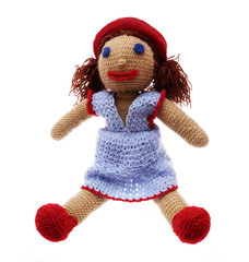 Handmade doll made with crochet-hook - obrazy, fototapety, plakaty