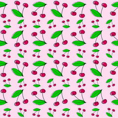 Sour cherry seamless pattern