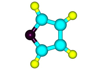 Furan molecular structure on white background