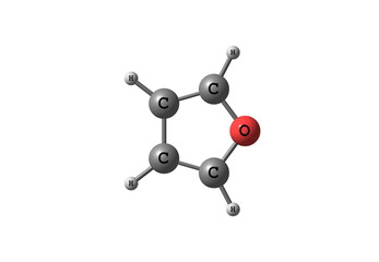 Furan molecular structure on white background