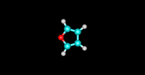 Furan molecular structure on black background