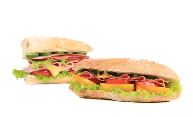 Two baguette sandwiches.