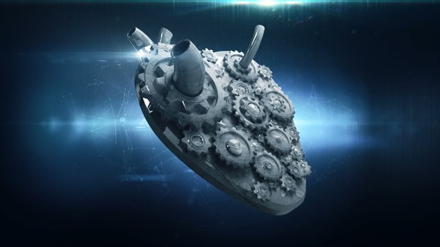 human heart with rotating metal gears loop