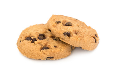 Chocolate chips cookies isolated on white