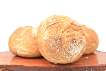 fresh bread on wood background