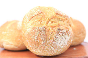 fresh bread on wood background