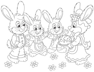 Bunnies with an Easter cake