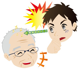 禿げる遺伝子におびえる孫