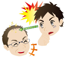 禿げる遺伝子におびえる息子