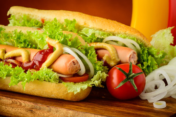 hot dog and vegetables