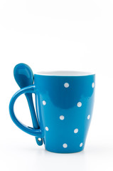 Polka mug cup isolated white background