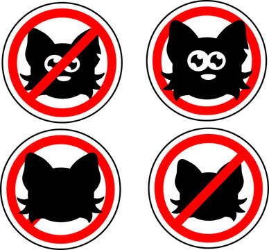 No cat sign in white background.