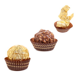 Some of round chocolate bonbons.