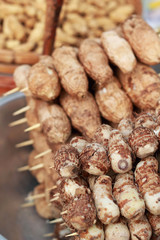 Boiled taro in the market