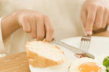 hand of Japanese girl with meals