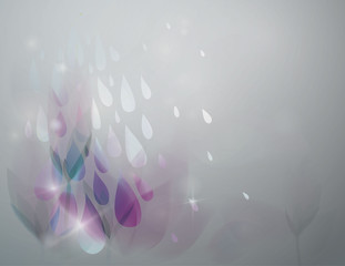 Rain in the garden / Fairy floral background with raindrops