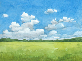 Illustration aquarelle du paysage rural