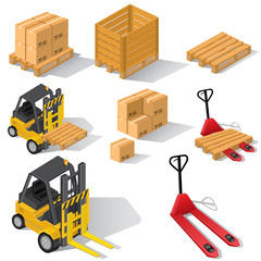 Forklifts with pallets and boxes - 61751034