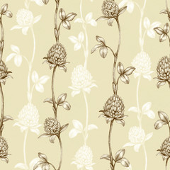Seamless pattern with a clover drawing