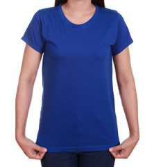 blank t-shirt on woman