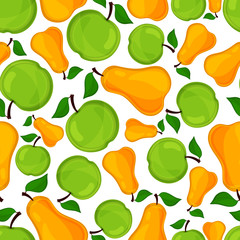 Seamless pattern of pears and apple.