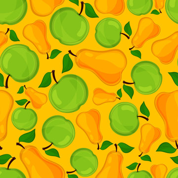 Seamless pattern of pears and apple.