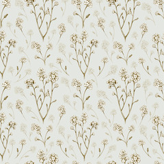 Fototapety  Forget me not flower drawings. Seamless pattern