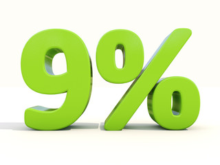 9% percentage rate icon on a white background