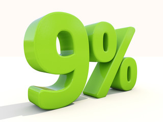 9% percentage rate icon on a white background
