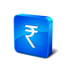 Rupee 3d Round Corner Blue Vector Icon Button